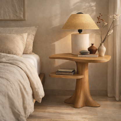 Sculptural Solid Wood End Table – Organic Elegance for Luxury Living
