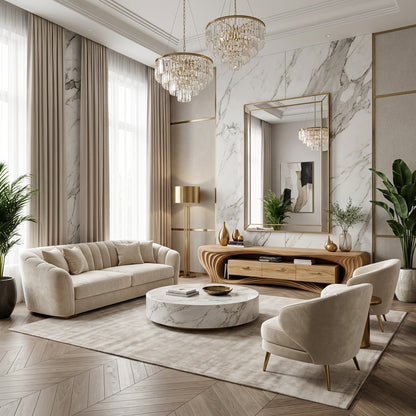 Sculptural Wave Solid Wood TV Console – A Statement of Architectural Luxury