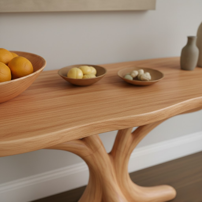 Hand-Carved Solid Wood Console Table in Branching Tree-Form Design