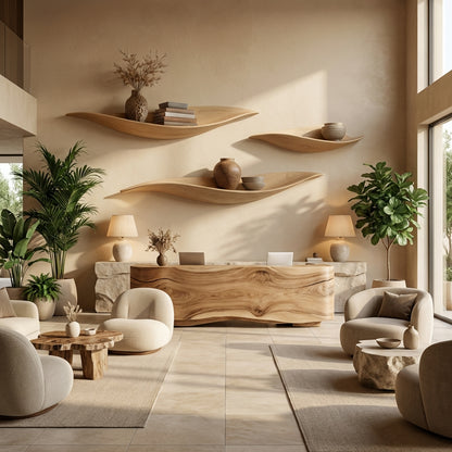 Luxury Sculptural Leaves Floating Shelf - Handcrafted Wall Statement