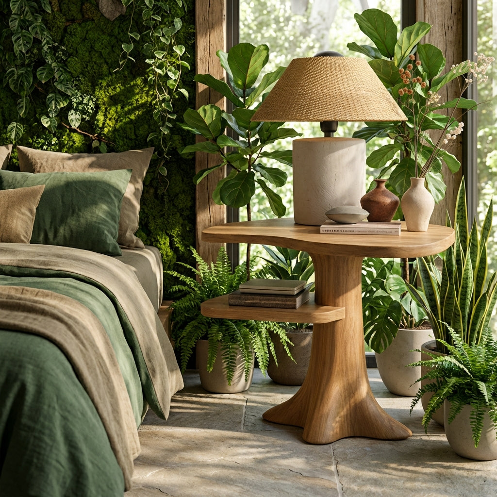 Sculptural Solid Wood End Table – Organic Elegance for Luxury Living