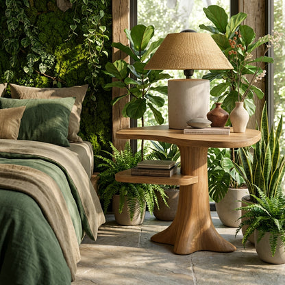 Sculptural Solid Wood End Table – Organic Elegance for Luxury Living