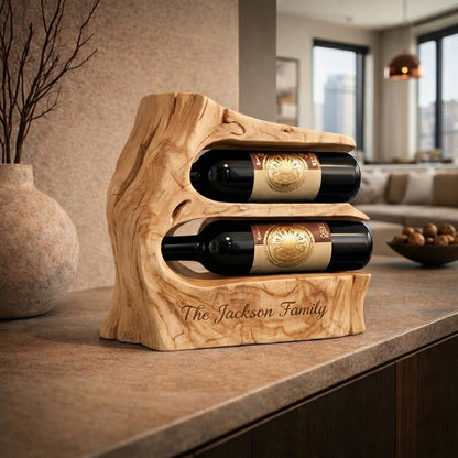 Luxury Wooden Wine Rack for 2 Bottles – Handcrafted Decor for Home Bar & Wine Cellar