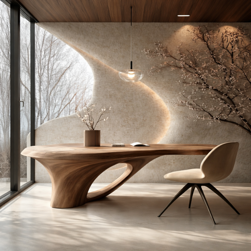 Bespoke Sculptural Wood Desk – Ultra Luxury Home Office Furniture
