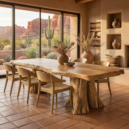 Live-Edge Solid Wood Dining Table - Sculptural Design for Luxury Homes