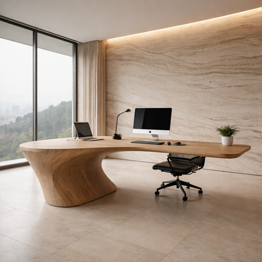 Functional Sculpture Desk – Handcrafted Solid Wood