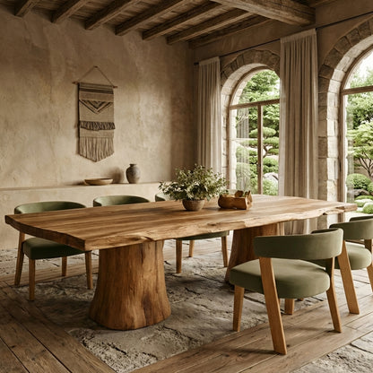 Organic Live Edge Solid Wood Dining Table – Sculptural Tree Trunk Dining Table Craftsmanship