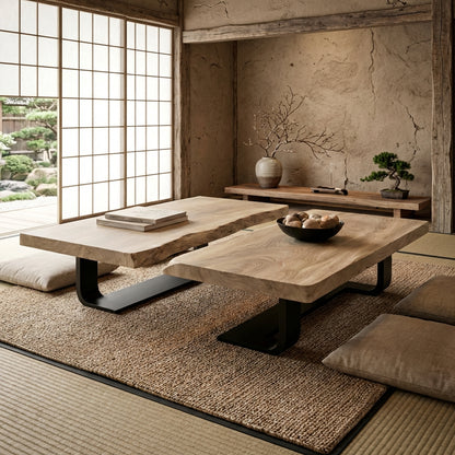 Ultra-Luxury Solid Wood Console Coffee Table With Japandi Style