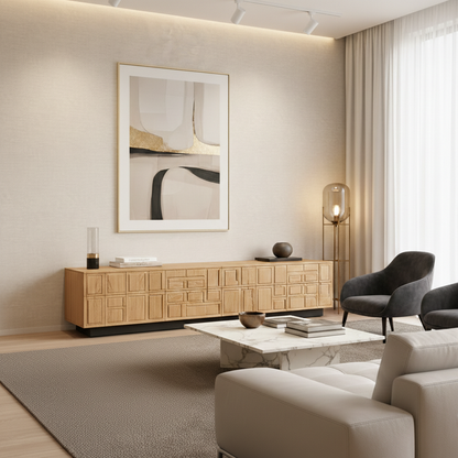 Custom Solid Wood TV Console -Luxury Modern Media Cabinet for Living Room