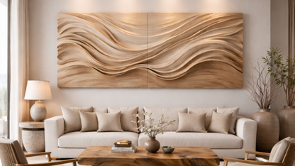 Hand-Carved Sculptural Wooden Wall Art – Luxury Organic Modern Statement Piece