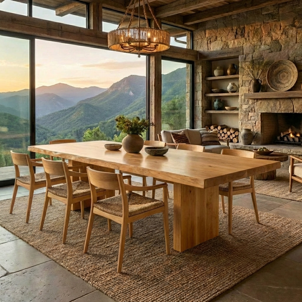 Ultra-Luxury Solid Wood Dining Table – Architectural Elegance for Modern Homes
