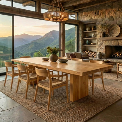 Ultra-Luxury Solid Wood Dining Table – Architectural Elegance for Modern Homes
