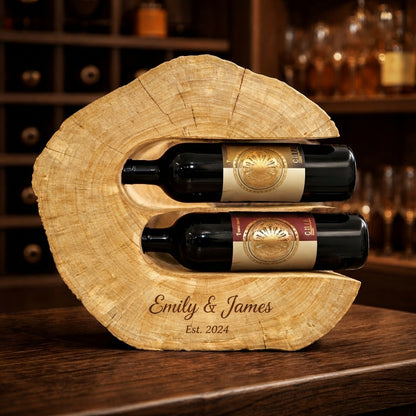 Luxury Wooden Wine Rack for 2 Bottles – Handcrafted Bar & Wine Cellar Decor