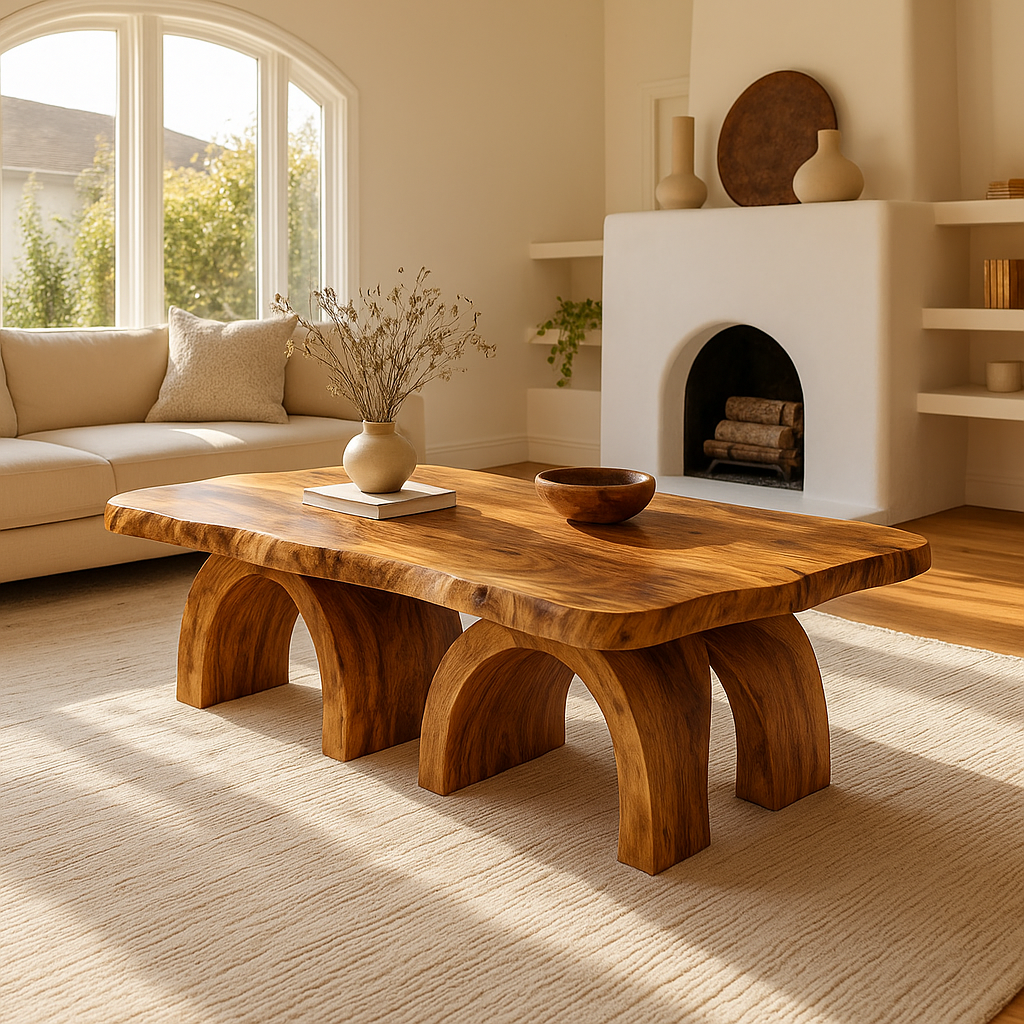 Farmhouse Live-Edge Coffee Table – Handcrafted Solid Wood