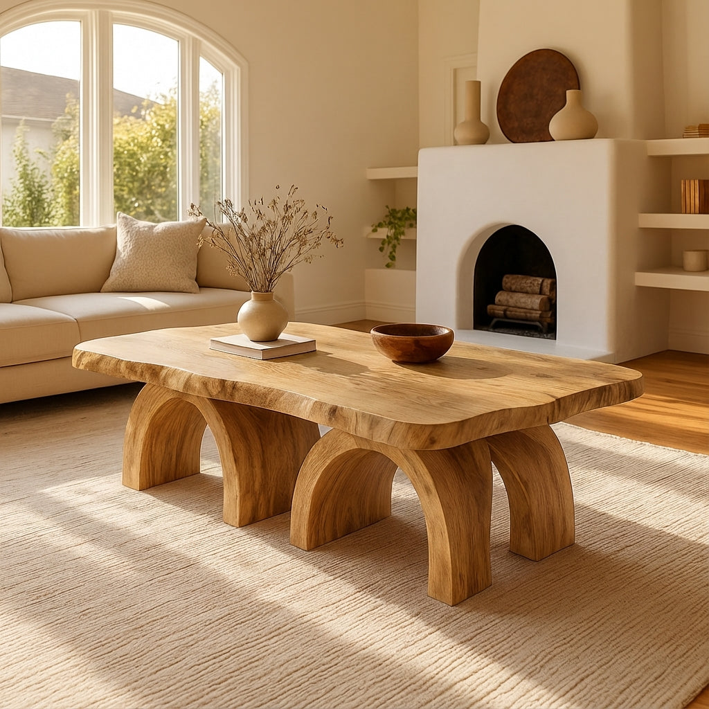 Farmhouse Live-Edge Coffee Table – Handcrafted Solid Wood