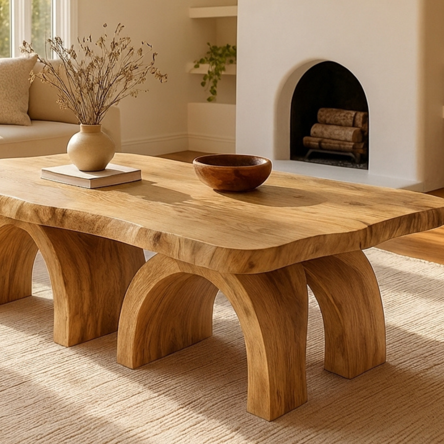 Farmhouse Live-Edge Coffee Table – Handcrafted Solid Wood