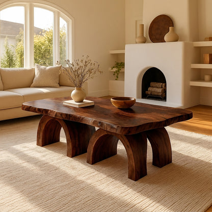 Farmhouse Live-Edge Coffee Table – Handcrafted Solid Wood
