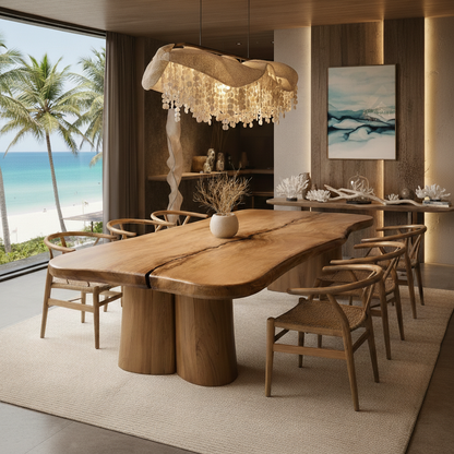 Organic Sculptural Dining Table – Japandi Luxury Solid Wood Table for High-End Modern Homes