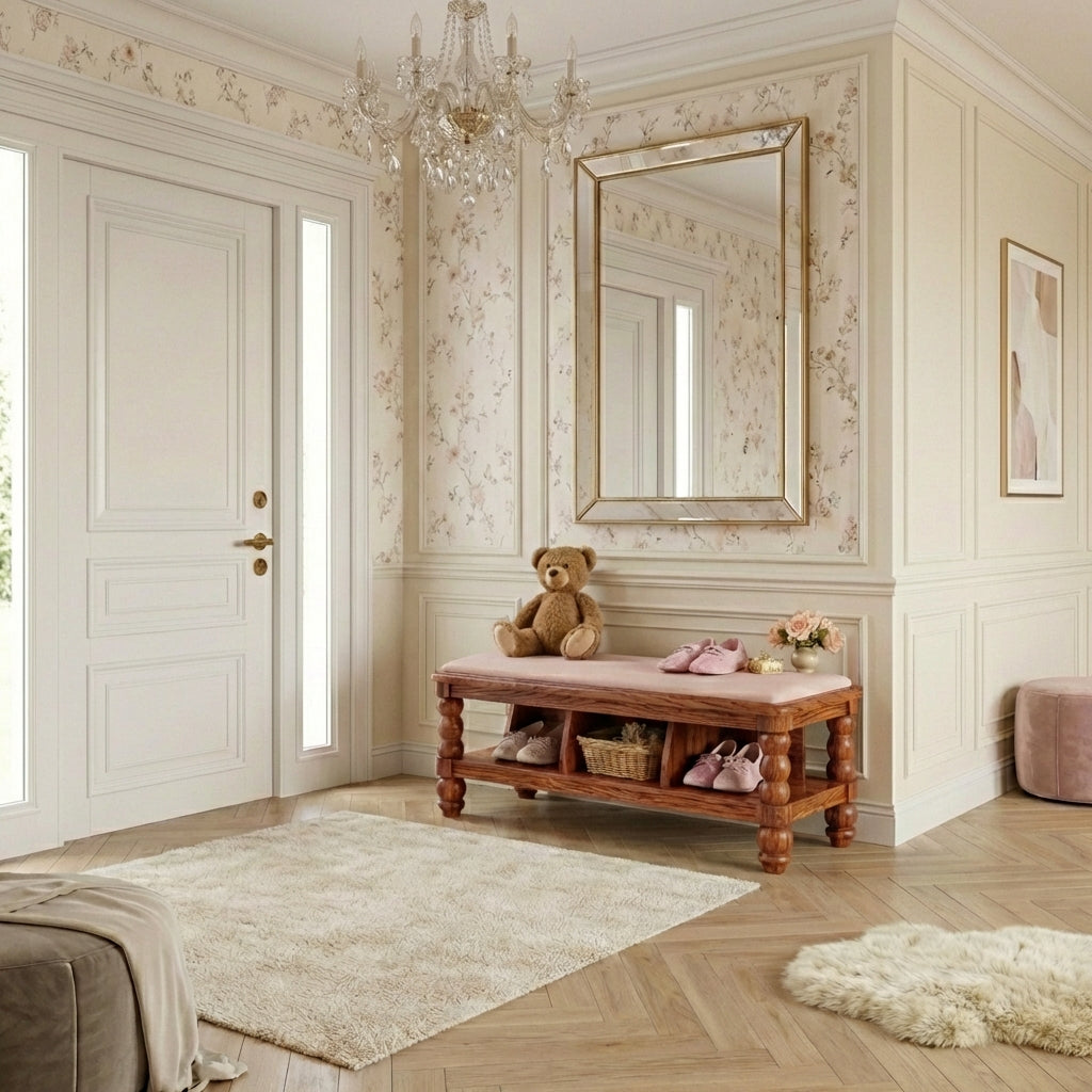 Premium Shoes Bench for Girls’ Rooms- Elegant Storage
