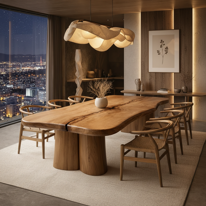 Organic Sculptural Dining Table – Japandi Luxury Solid Wood Table for High-End Modern Homes