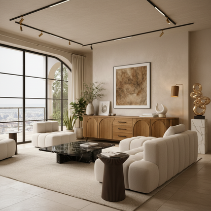 Luxury Solid Wood Sideboard Cabinet – Sculpted Arch Design for Modern Interiors
