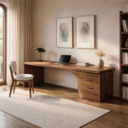 Handcrafted Live-Edge Solid Wood Office Desk – Sculptural Luxury Home Office Desk