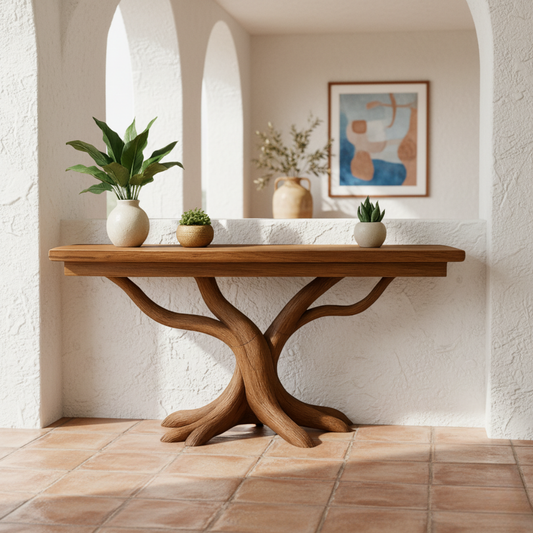 Organic Modern Tree-Trunk Inspired Entryway Console Table