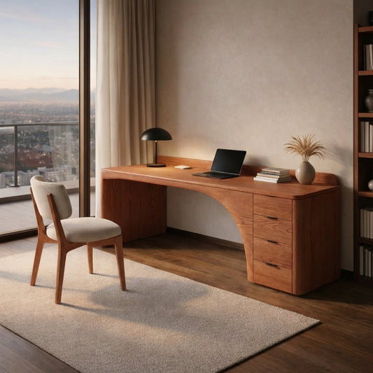 Handcrafted Sculptural Wood Desk – Premium Luxury Home Office