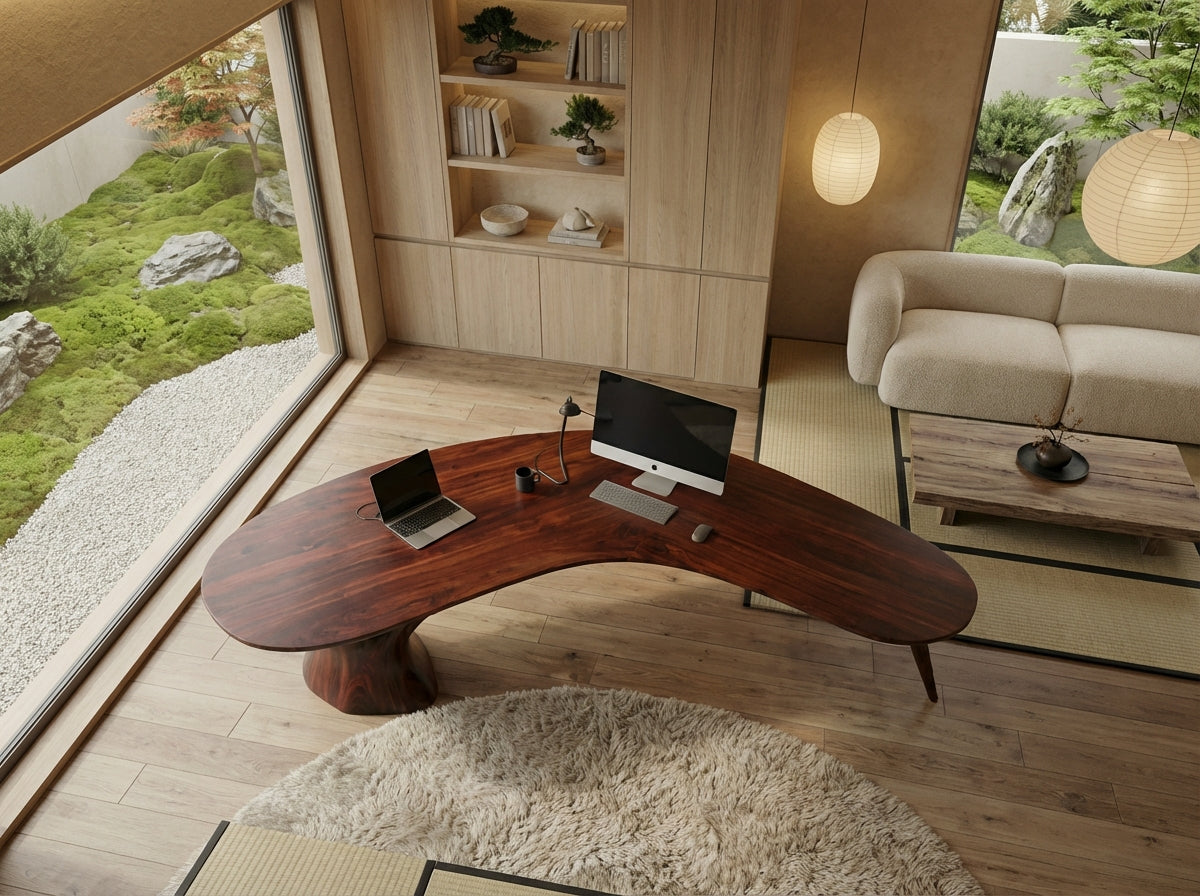 Luxury Sculptural Wood Desk – Artistic Workspace for Designers & Architects