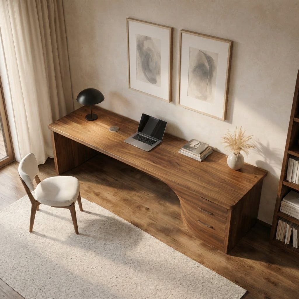 Handcrafted Live-Edge Solid Wood Office Desk – Sculptural Luxury Home Office Desk