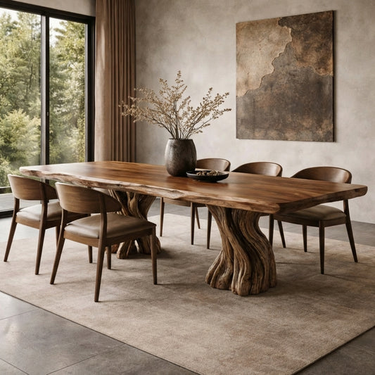 Handcrafted Solid Wood Dining Table - Live-Edge Luxury