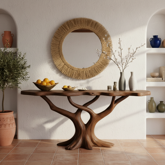 Handcrafted Tree-Form Solid Wood Console Table for Modern Interiors