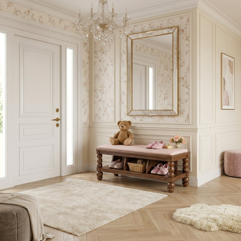 Premium Shoes Bench for Girls’ Rooms- Elegant Storage