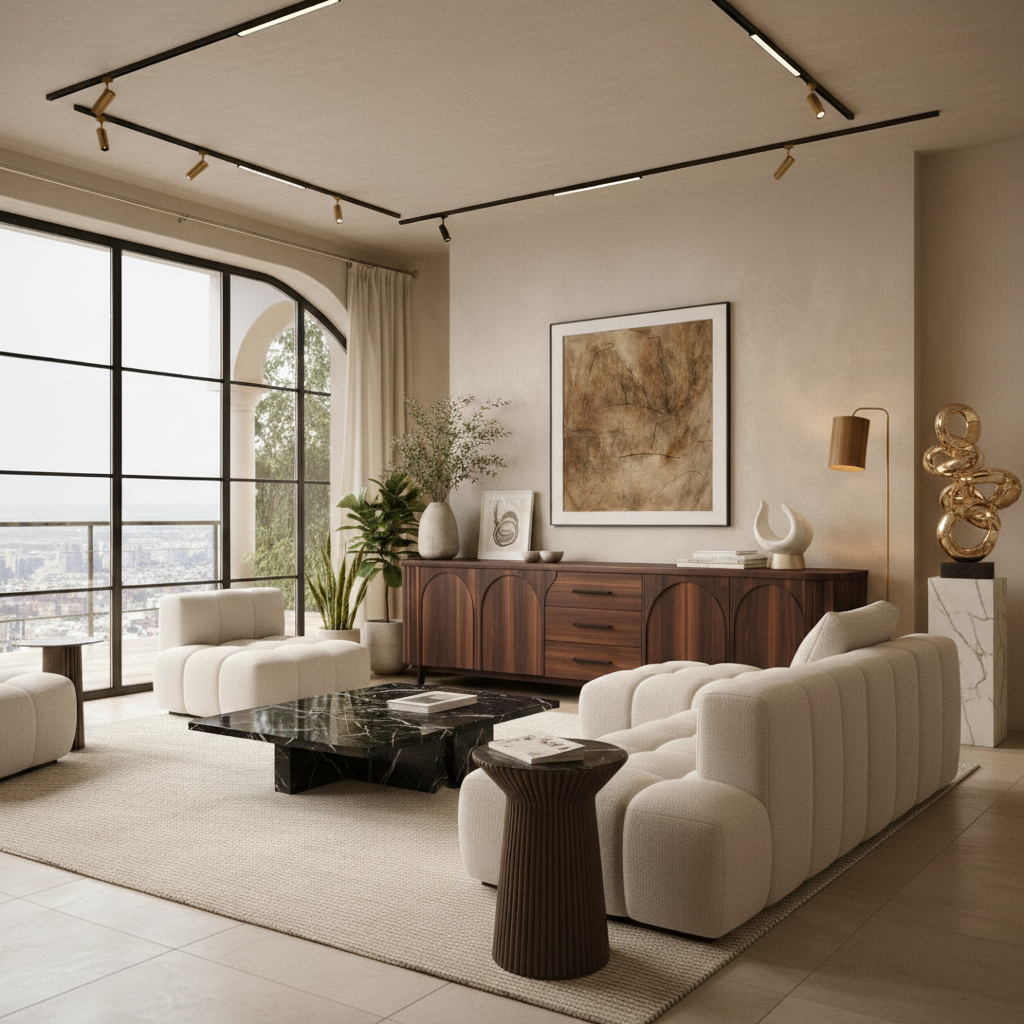 Luxury Solid Wood Sideboard Cabinet – Sculpted Arch Design for Modern Interiors