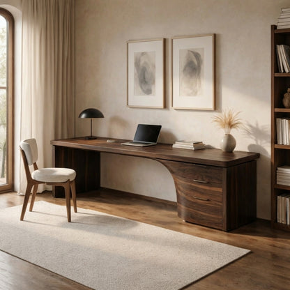 Handcrafted Live-Edge Solid Wood Office Desk – Sculptural Luxury Home Office Desk