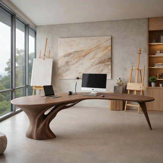 Luxury Sculptural Wood Desk – Artistic Workspace for Designers & Architects