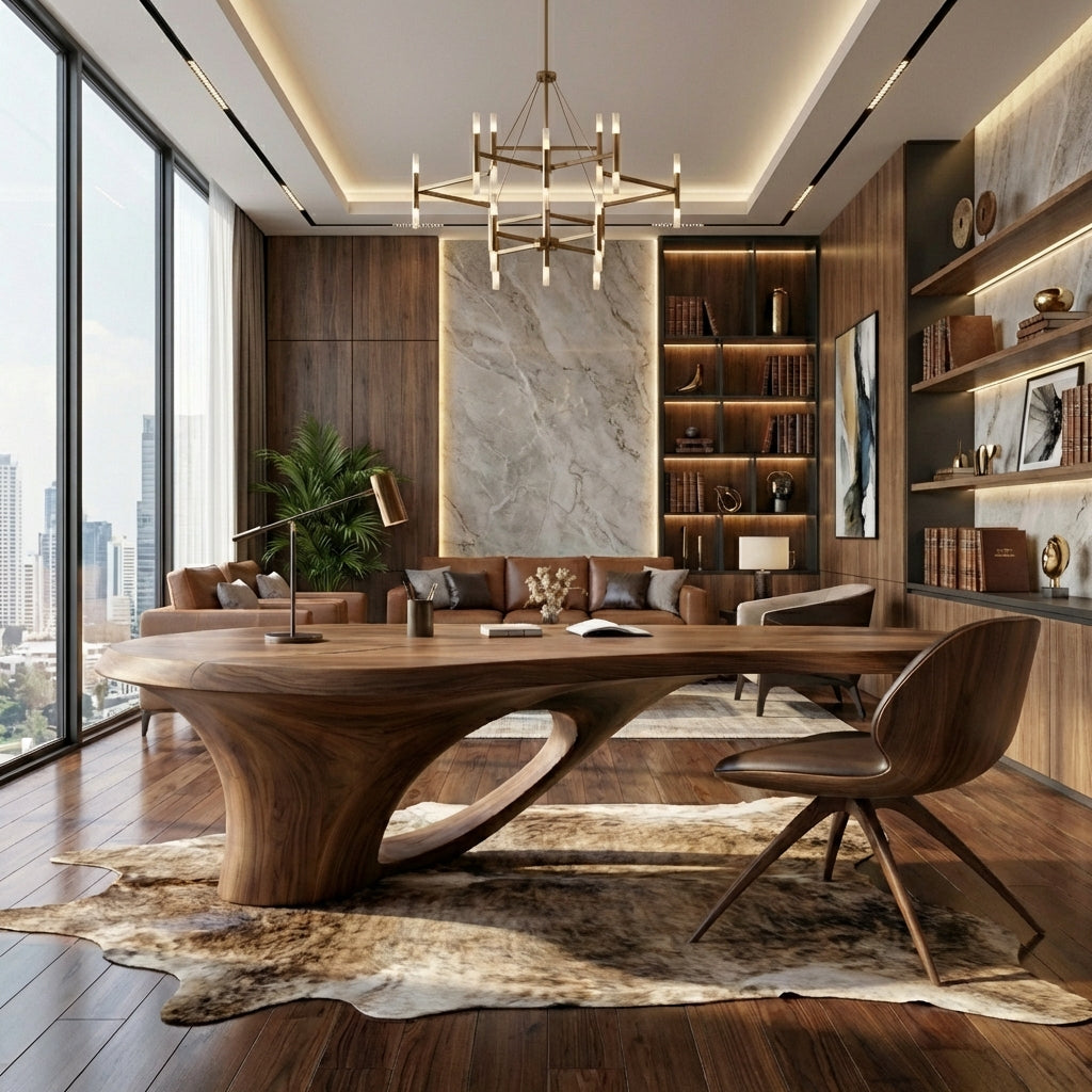 Bespoke Sculptural Wood Desk – Ultra Luxury Home Office Furniture