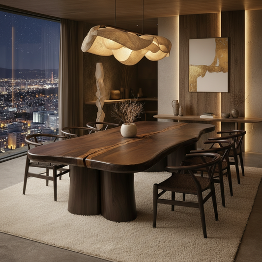 Organic Sculptural Dining Table – Japandi Luxury Solid Wood Table for High-End Modern Homes