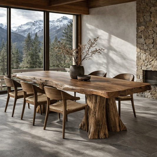 Live-Edge Solid Wood Dining Table - Sculptural Design for Luxury Homes