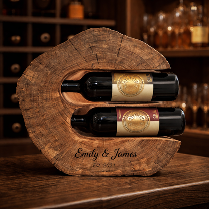 Luxury Wooden Wine Rack for 2 Bottles – Handcrafted Bar & Wine Cellar Decor