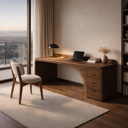 Handcrafted Sculptural Wood Desk – Premium Luxury Home Office