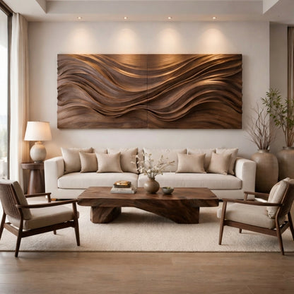 Hand-Carved Sculptural Wooden Wall Art – Luxury Organic Modern Statement Piece
