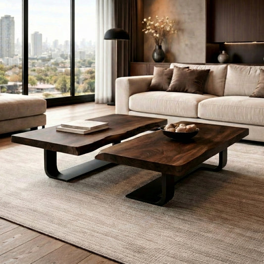 Ultra-Luxury Solid Wood Console Coffee Table With Japandi Style